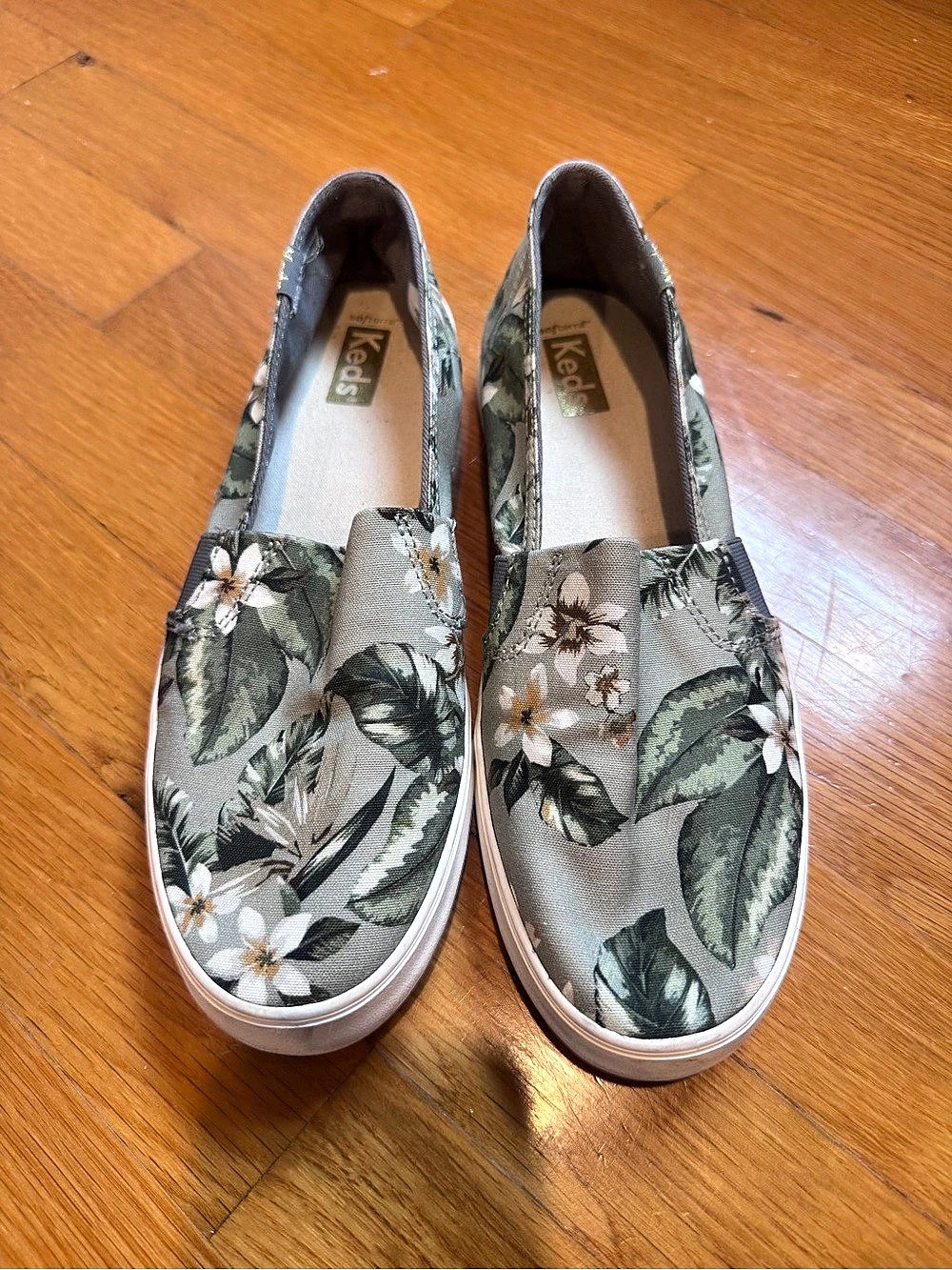 Keds Floral Slip On Sneakers Sage Green Gray Women’s 7.5